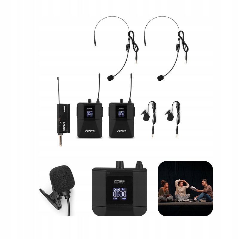 Bezprzewodowy zestaw mikrofonów Bodypack nagłowny Uhf 863 865 MHz