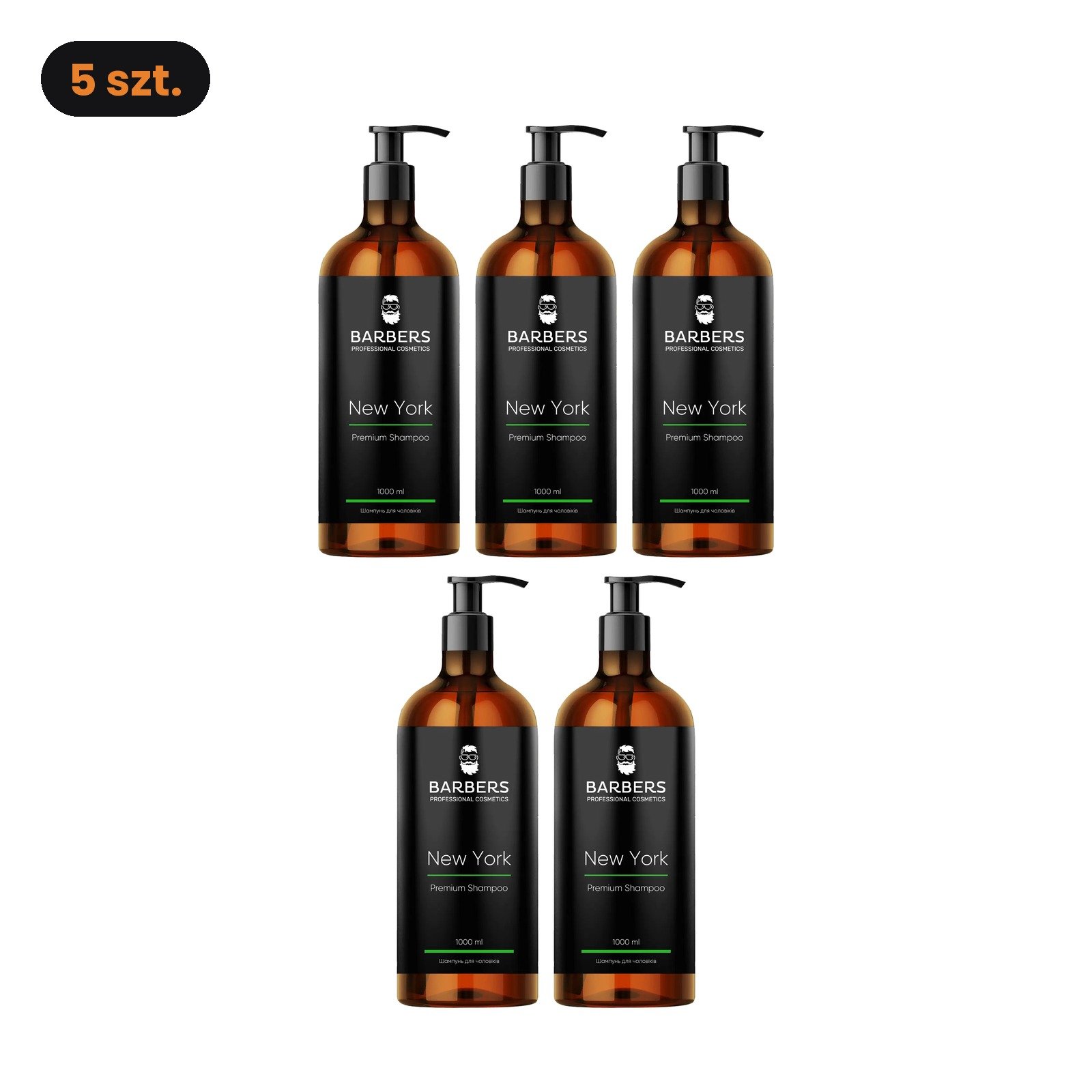 Pánský šampon s ženšenem Barbers New York sada 5 x 1000 ml