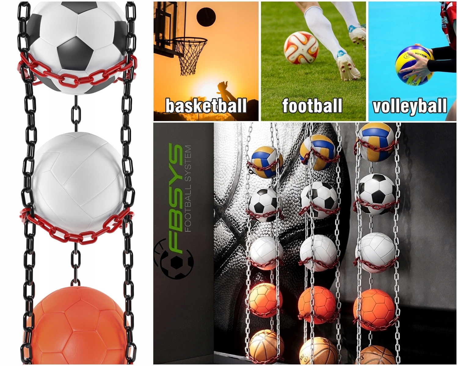 WIESZAK REGAŁ NA PIŁKI x5 piłek BIAŁY - NOWOŚĆ Model X-5