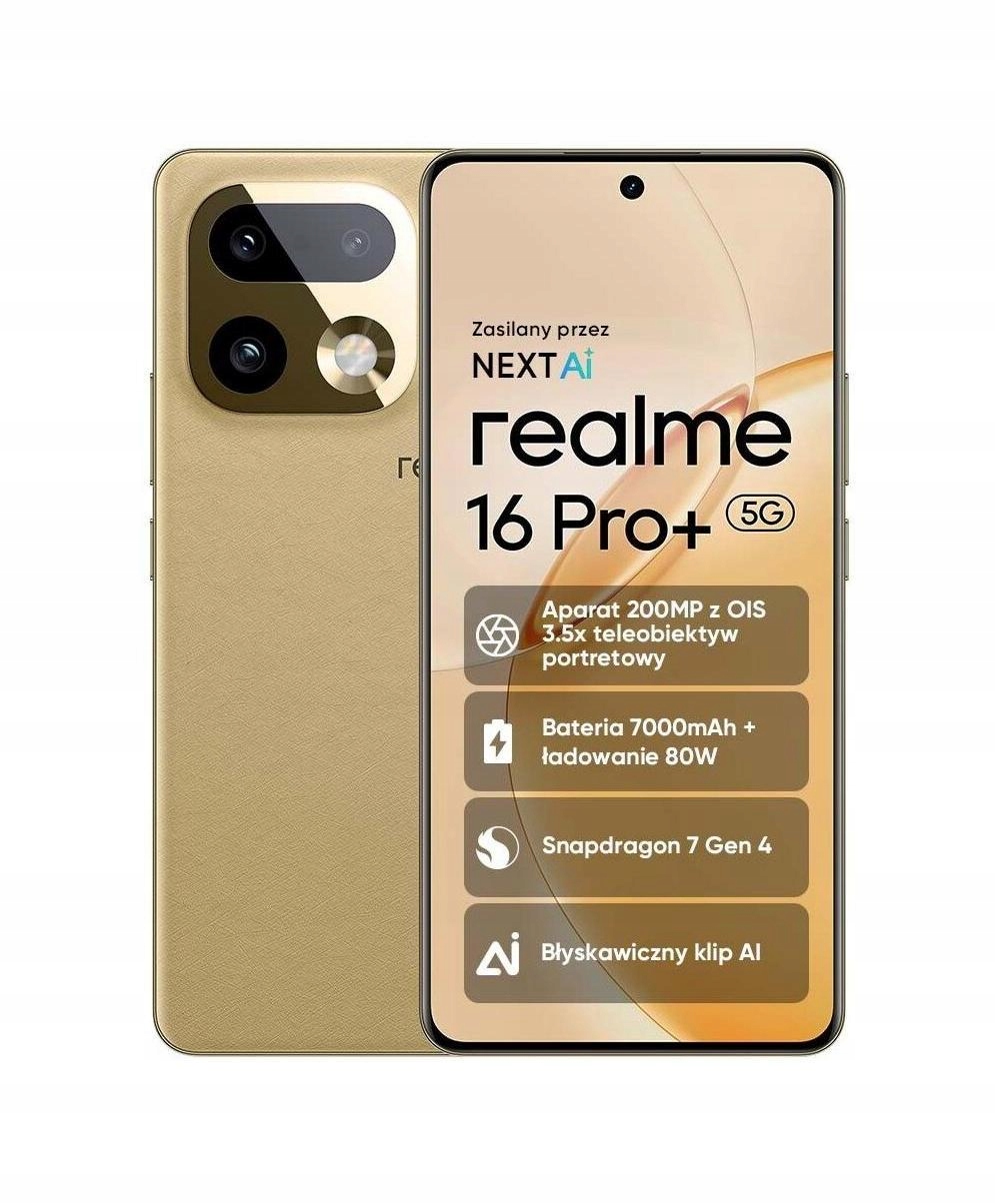 Smartfón realme 16 Pro+ 5G 8 Gb 256 Gb Amoled Ois Zlatý Master Gold