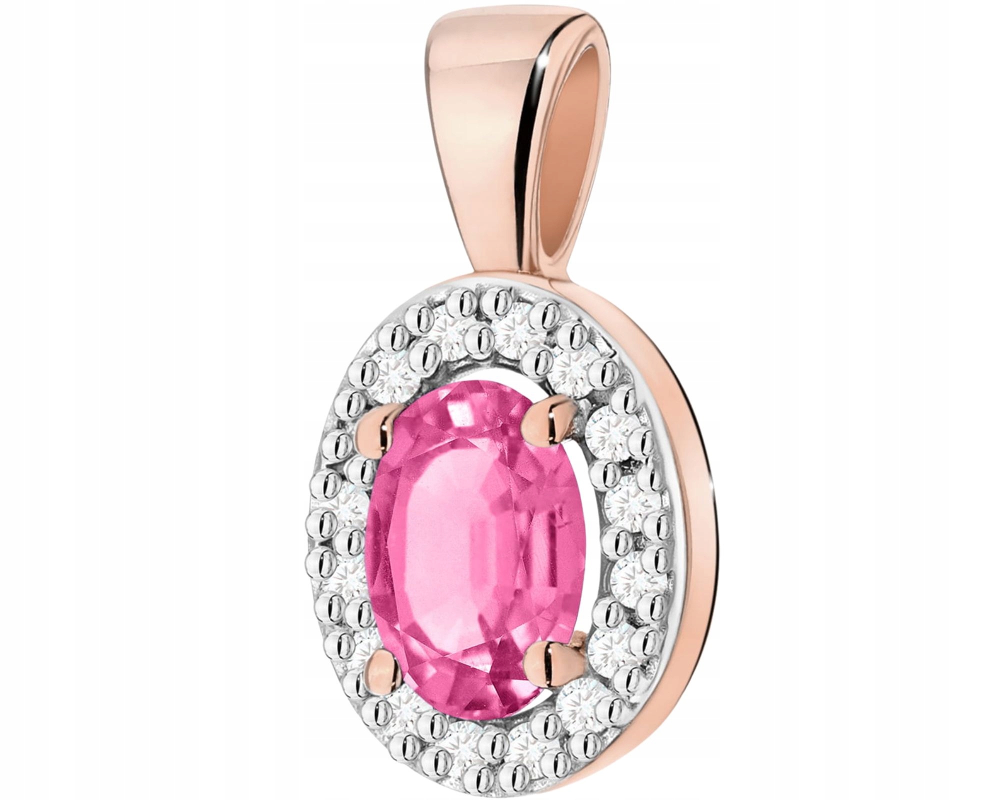 Růžové Zlato Přívěsek Přívěsek Růžový Topaz Zlato 585 Dárek Brilianty