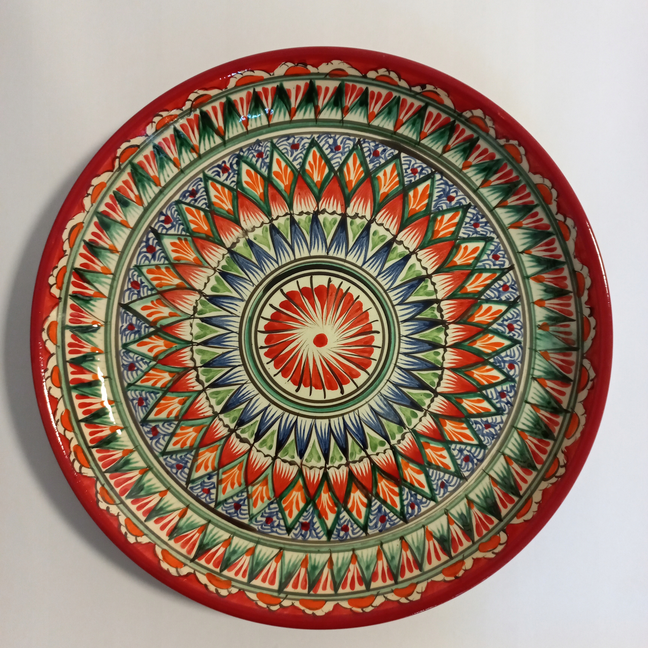 Velký Uzbecký talíř Červený mech 38 Cm