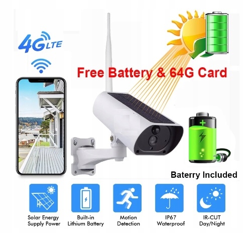 Solárna Kamera Gsm 3G 4G Solárny Panel Sim karta!