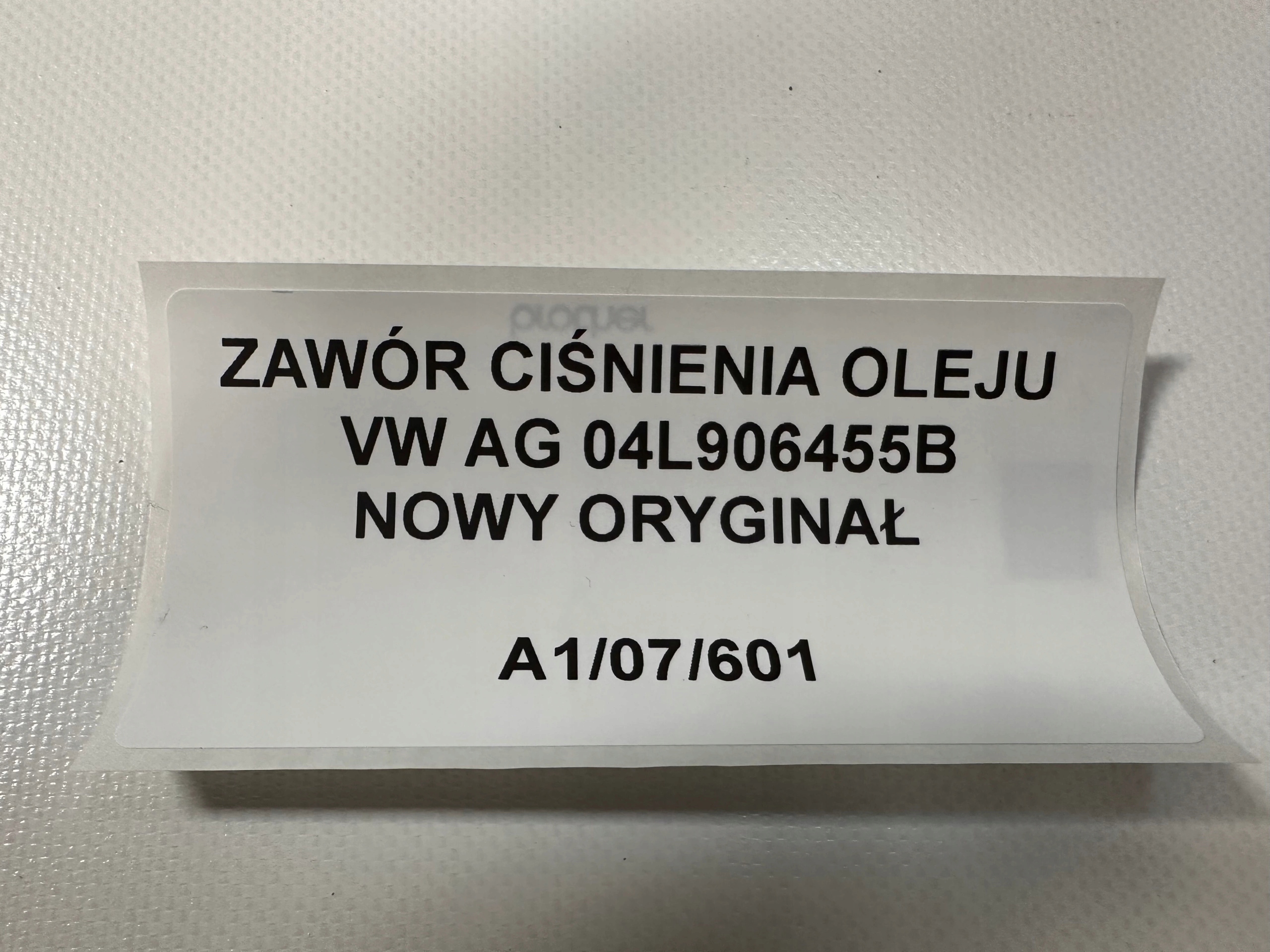 ZAWÓR CIŚNIENIA OLEJU VW AG 04L906455B NOWY ORYG Numer katalogowy części 04L906455B KAMAX
