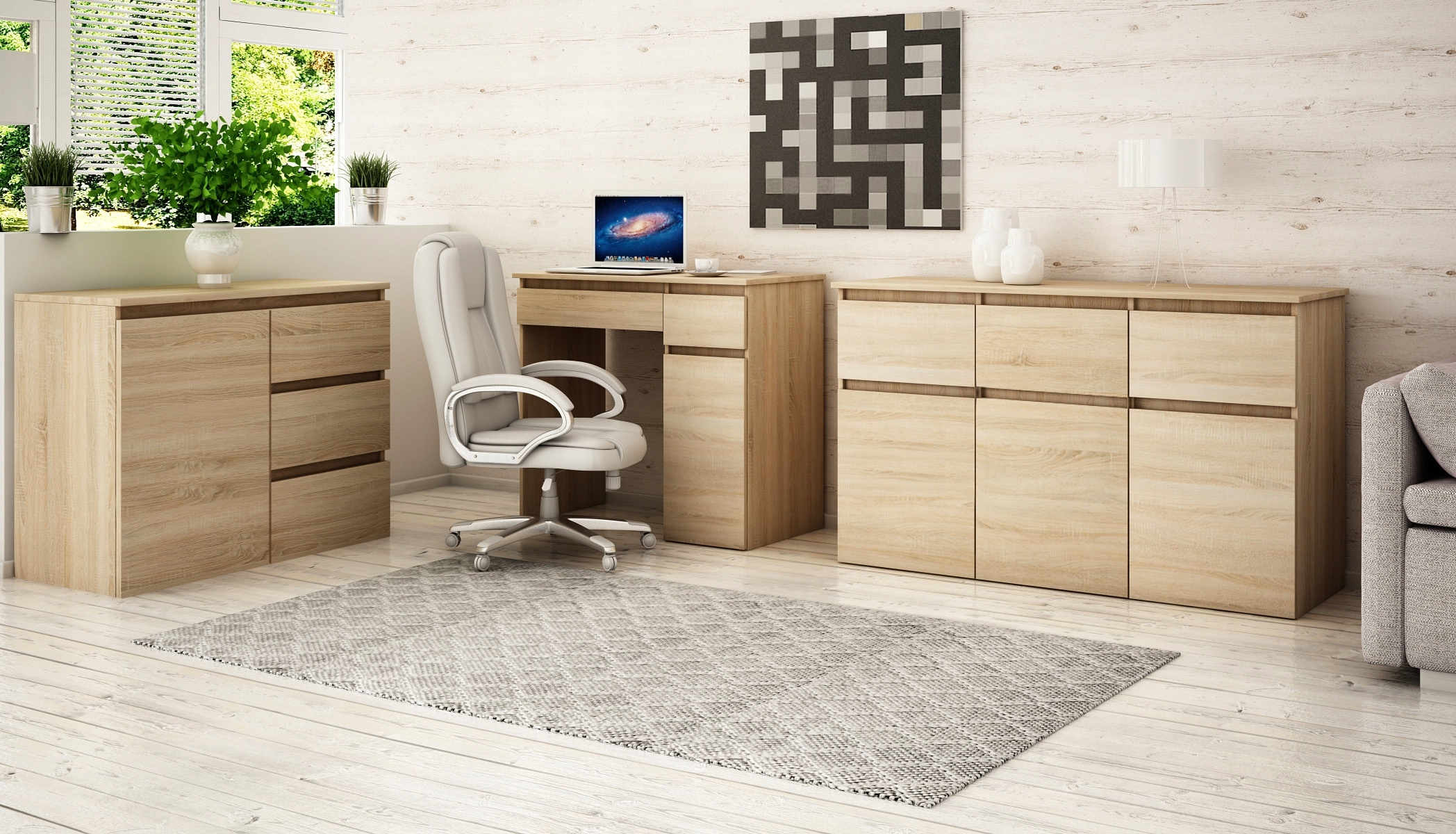 KOMODA MEGAN K2 DĄB SONOMA 90CM do salonu pokoju Głębokość mebla 45 cm