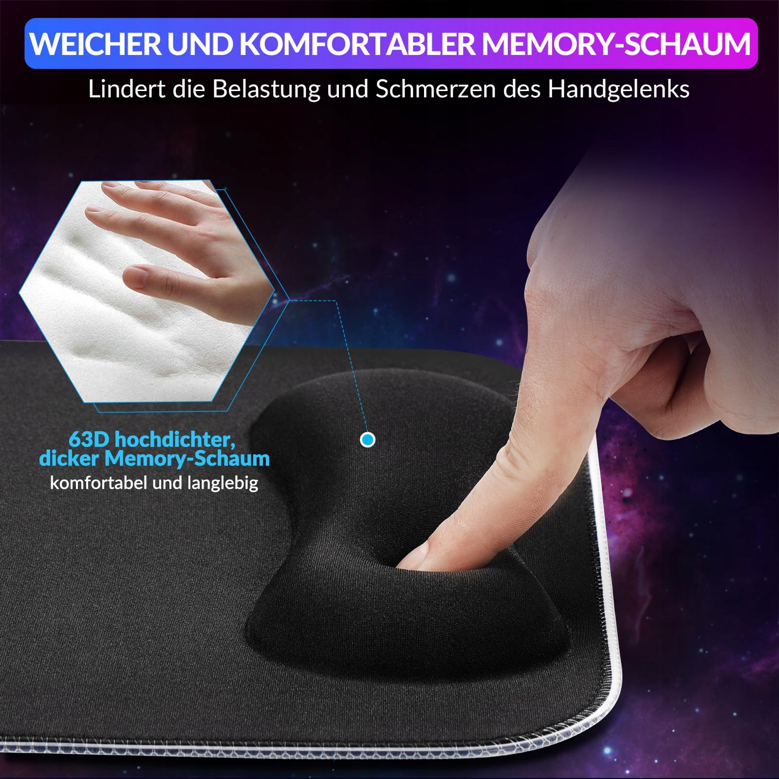GIMARS Podkładka Pod Mysz RGB Gaming Z Podpórką Ergonomiczna Antypoślizgowa — miniatura 6