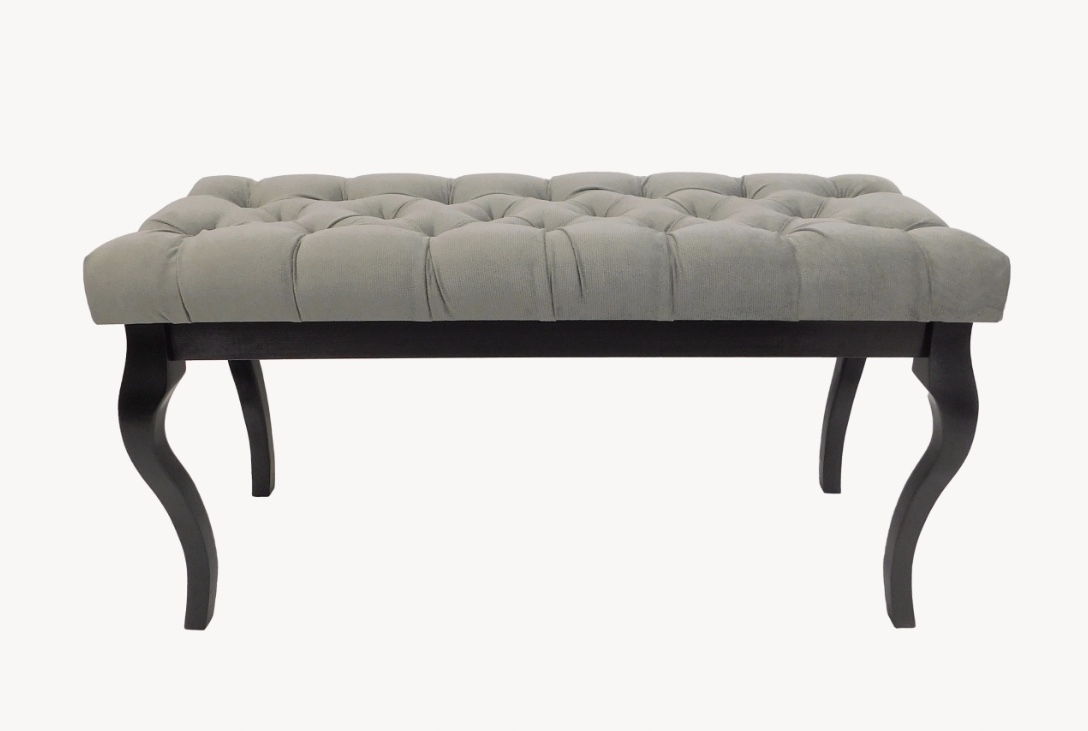 Čalúnená lavička sivý velúr drevo buk čierna 105 x 40 cm H 55 cm