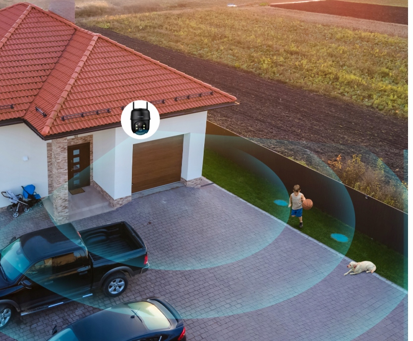 CINNADO Kamera Zewnętrzna Solar 2K Bezprzewodowa 360 Stopni IP65 Audio — miniatura 11