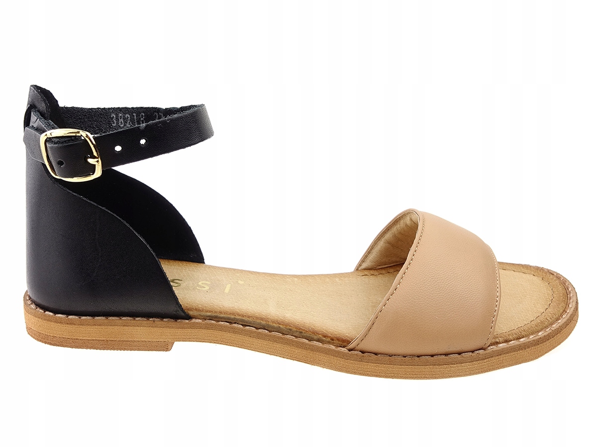 

Nessi sandały buty 38218 czarny, cipria, skóra 38