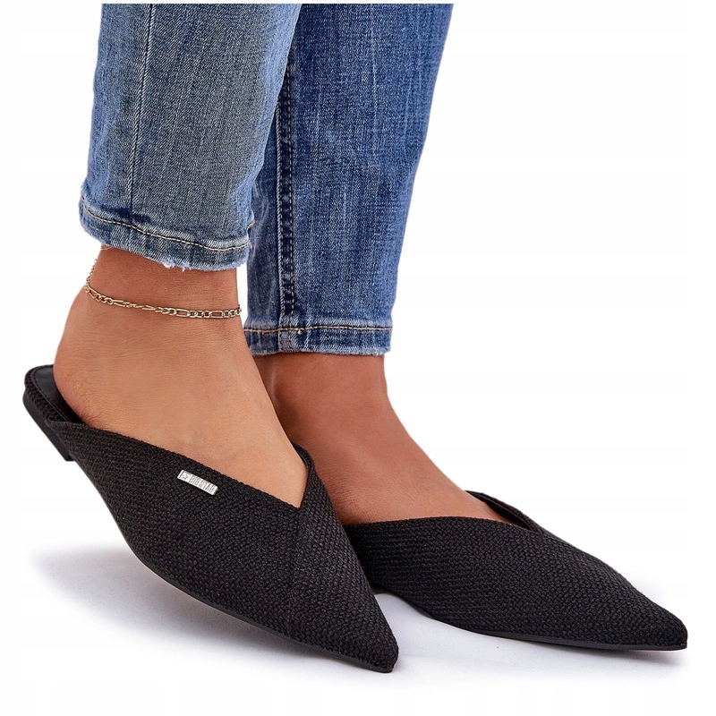 Nazouváky Dámské Ploché Špičaté Látkové Špičky RR274210 Černé 36