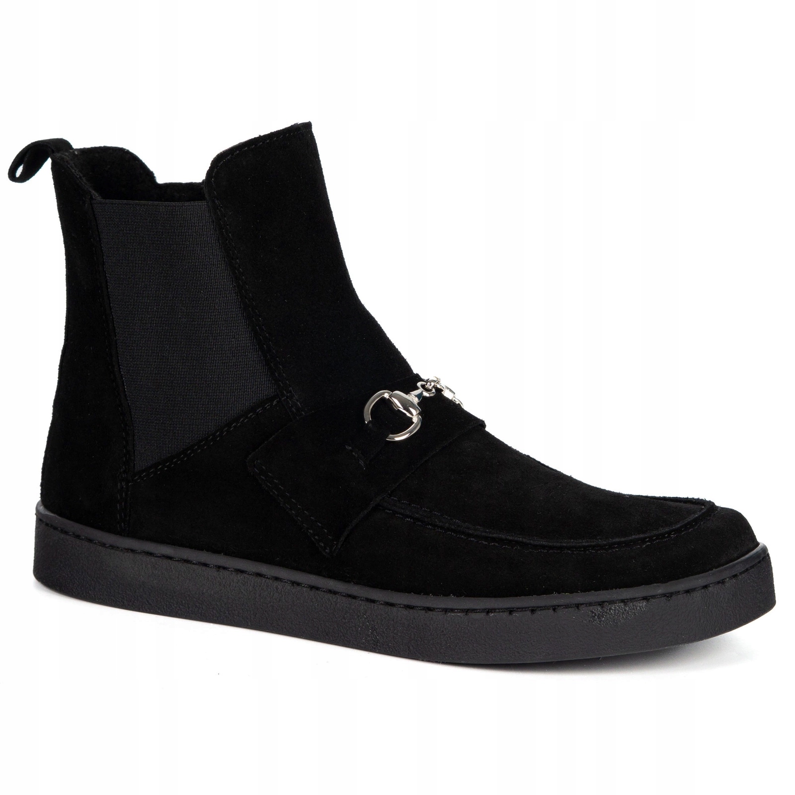 Dámské kotníkové boty Scarlet z přírodní zateplené kůže černé velurové 41