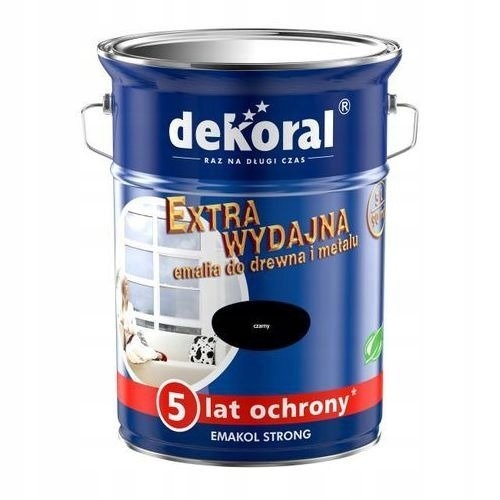 Emalia Emakol Strong 5l czarny połysk Dekarol farba do drewna i metalu
