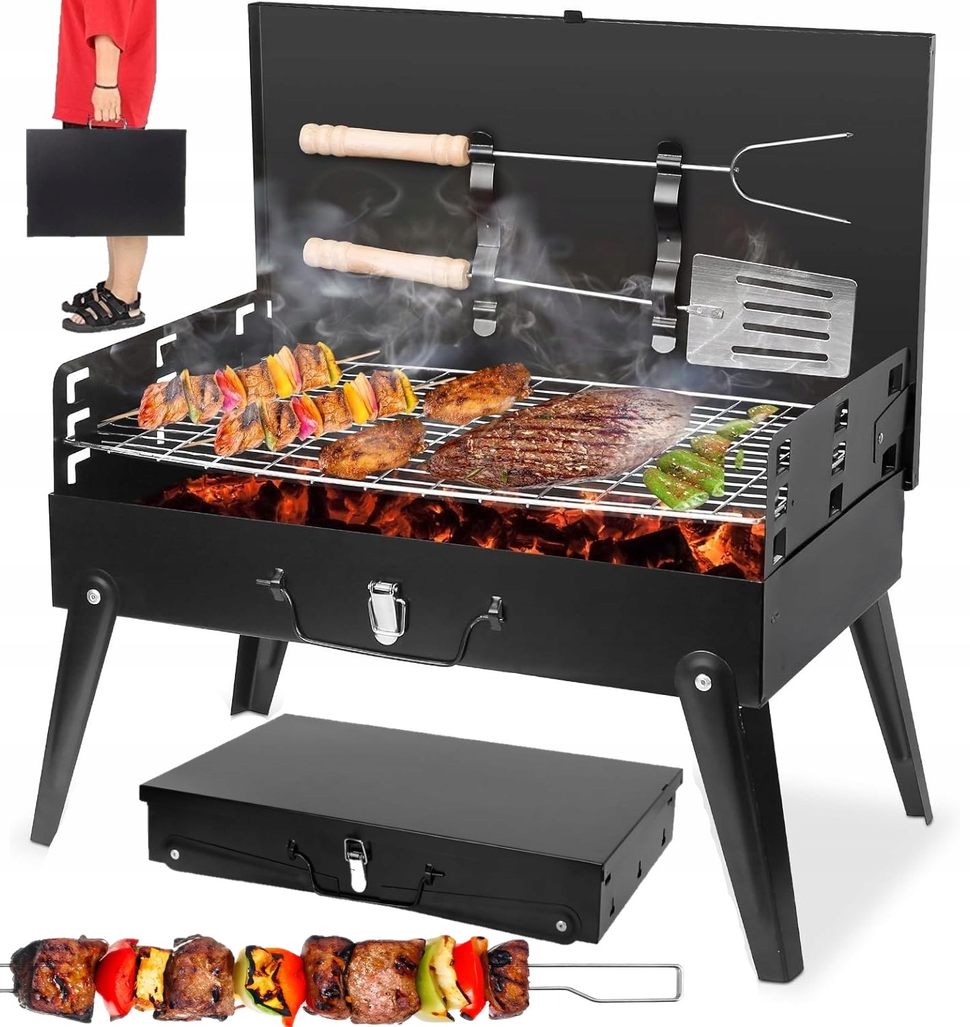 Skládací Cestovní Kufr Na Uhlí, Přenosný Zahradní Kempingový Gril