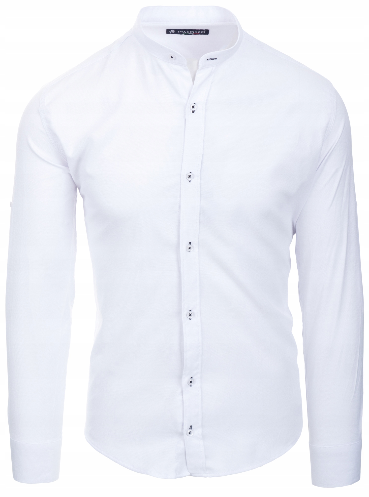 Koszula biała stójka czarne obszycia guzików - XXL