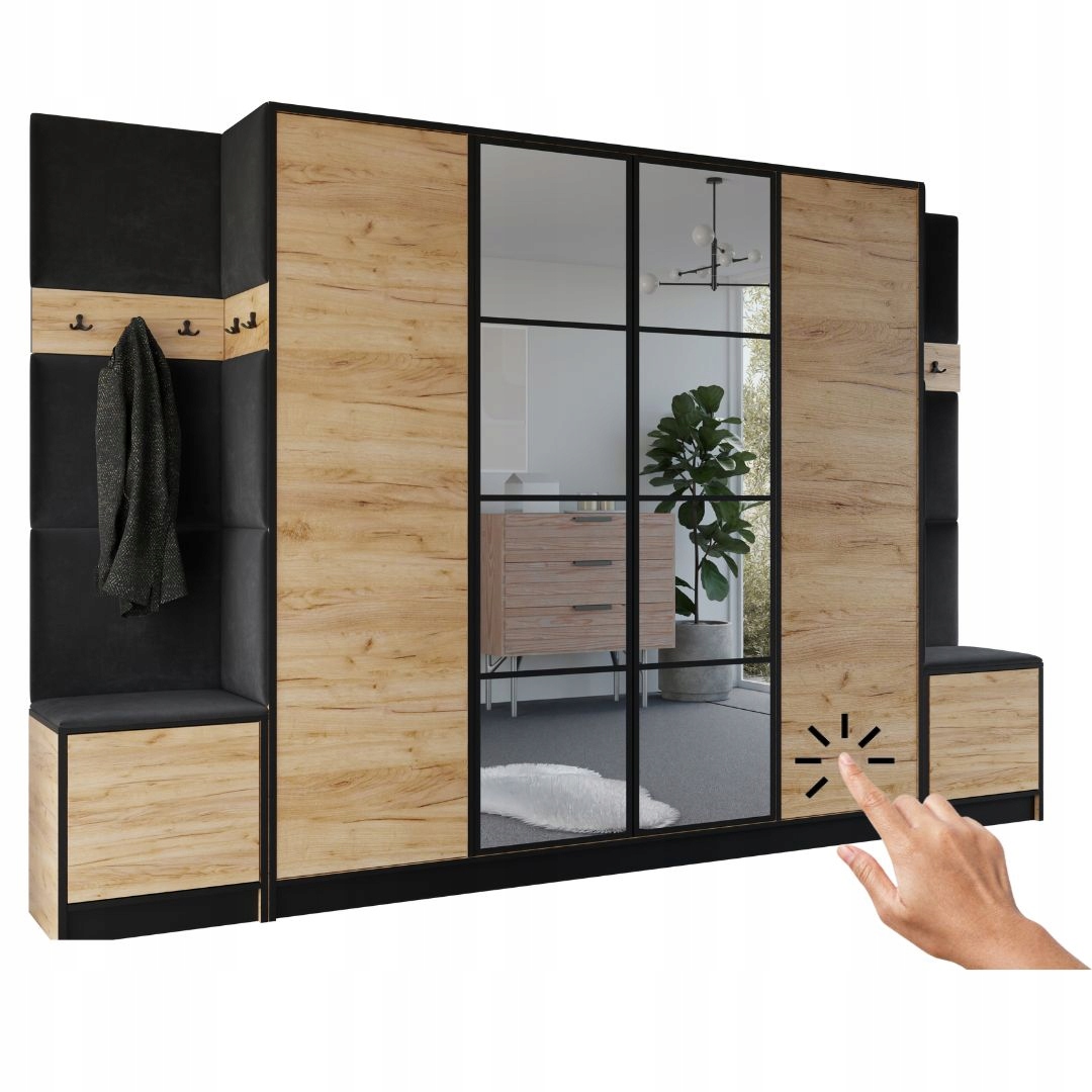 Šatní skříň Costa 17 dub craft zlatý černá tkanina Vzor 1