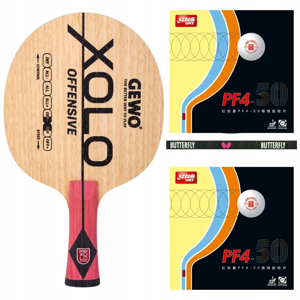 Profesionální Pálka Na Stolní Tenis 2x Dhs PF4-50 Gewo Xolo Off