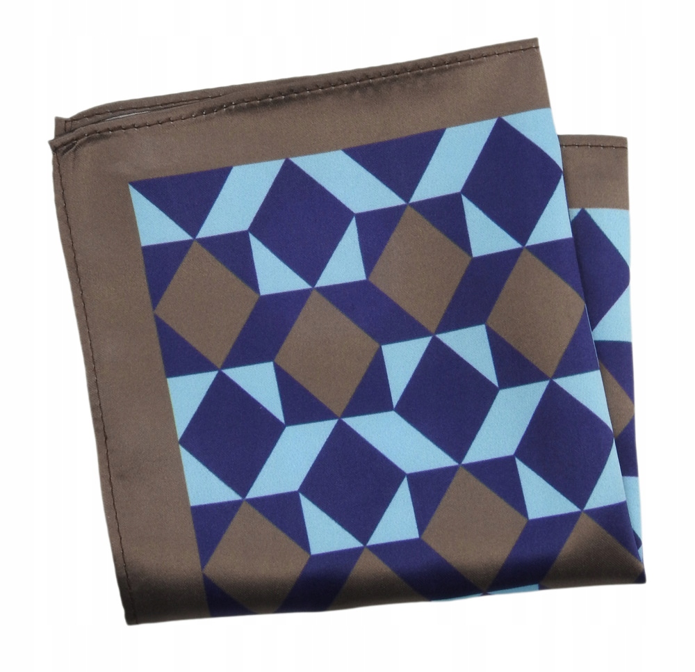 Brązowo-Niebieska Poszetka Wzór Geometryczny