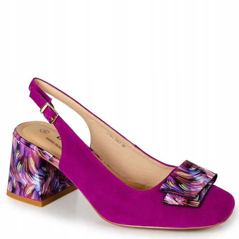 S.barski LZ61-2012 Fuchsiové Fialové Kožené Sandály S Ozdobou 39