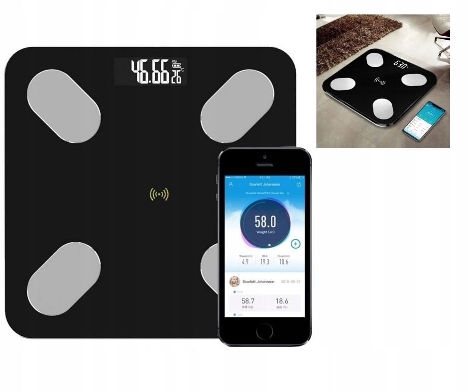 WAGA ŁAZIENKOWA ANALITYCZNA SLIM SMART ANDROID iOS PRECYZYJNA EAN (GTIN) 0828766857825