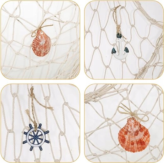 SIATKA SIEĆ RYBACKA RAMKA DEKORACYJNA NA ZDJĘCIA MARYNARSKA MUSZELKI ZESTAW Producent inny
