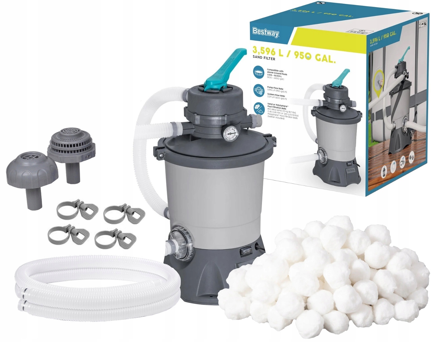 Bestway 58515 Pompa piaskowa 3596l/h Kulki filtracyjne 500g