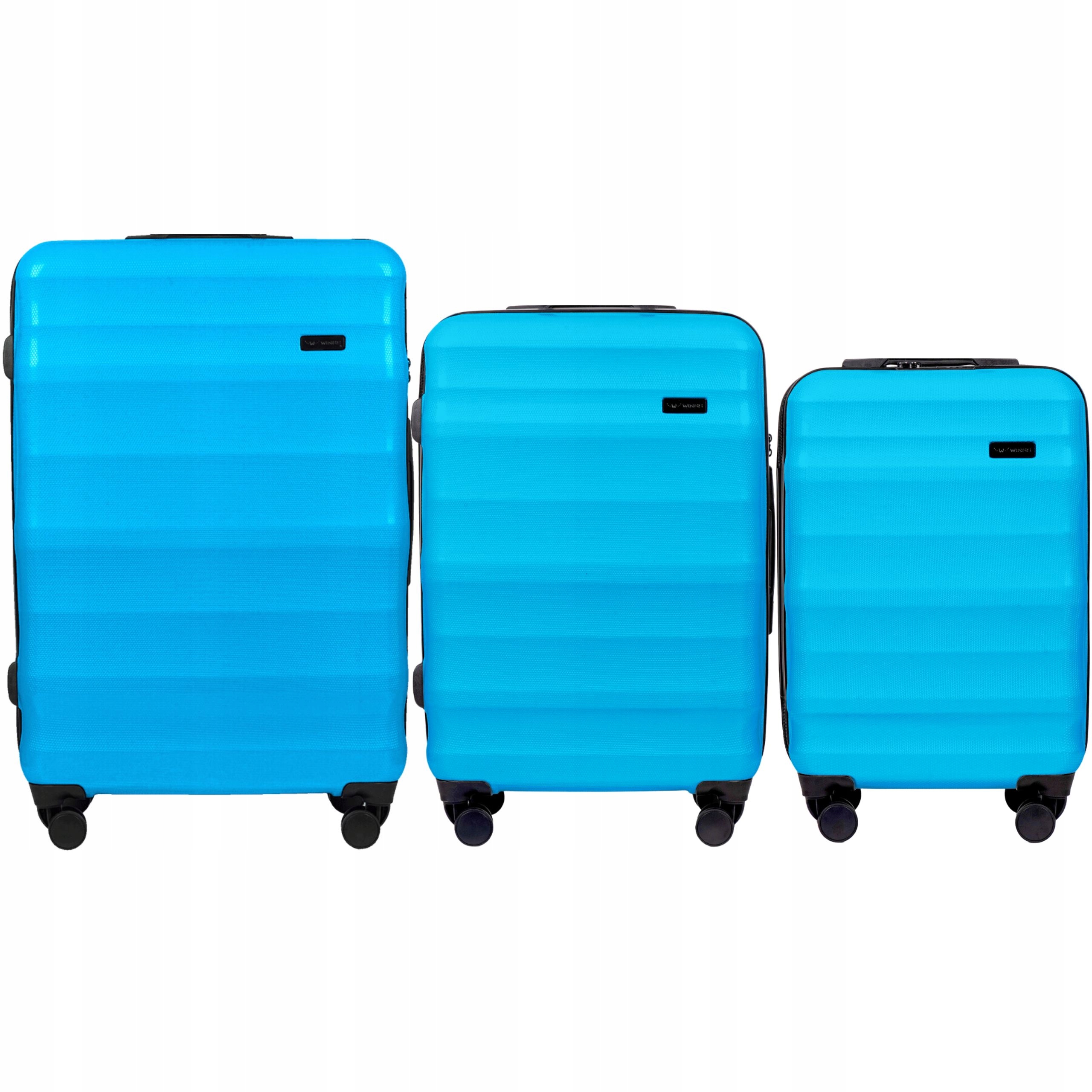 Sada kufrů Wings různých velikostí Policarbon 4 kolečka Tsa zámek Modrý