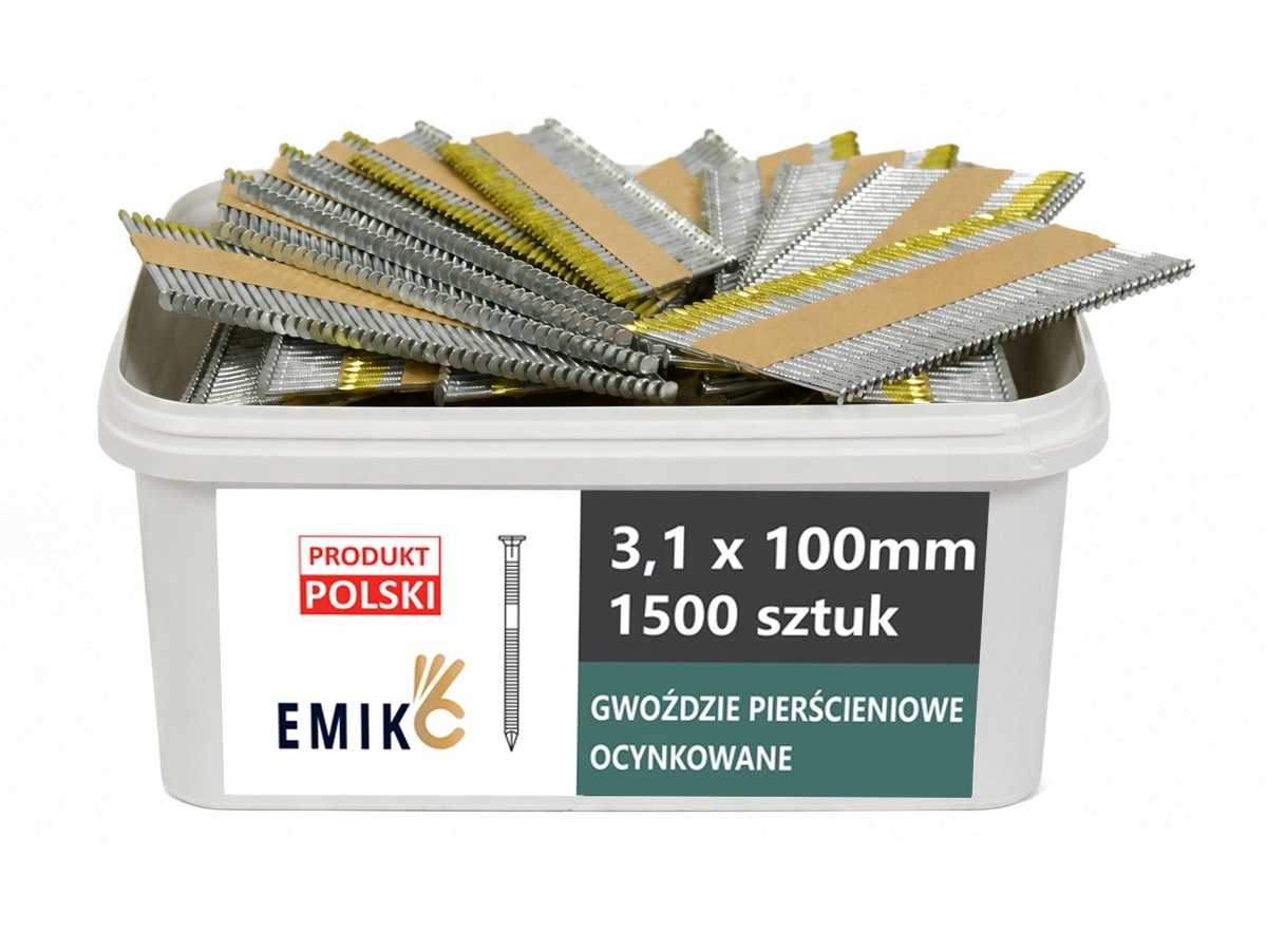 Hřebíky do hřebíkovačky spojované papírem 3,1x100mm 34° 1500ks Oc kroužek