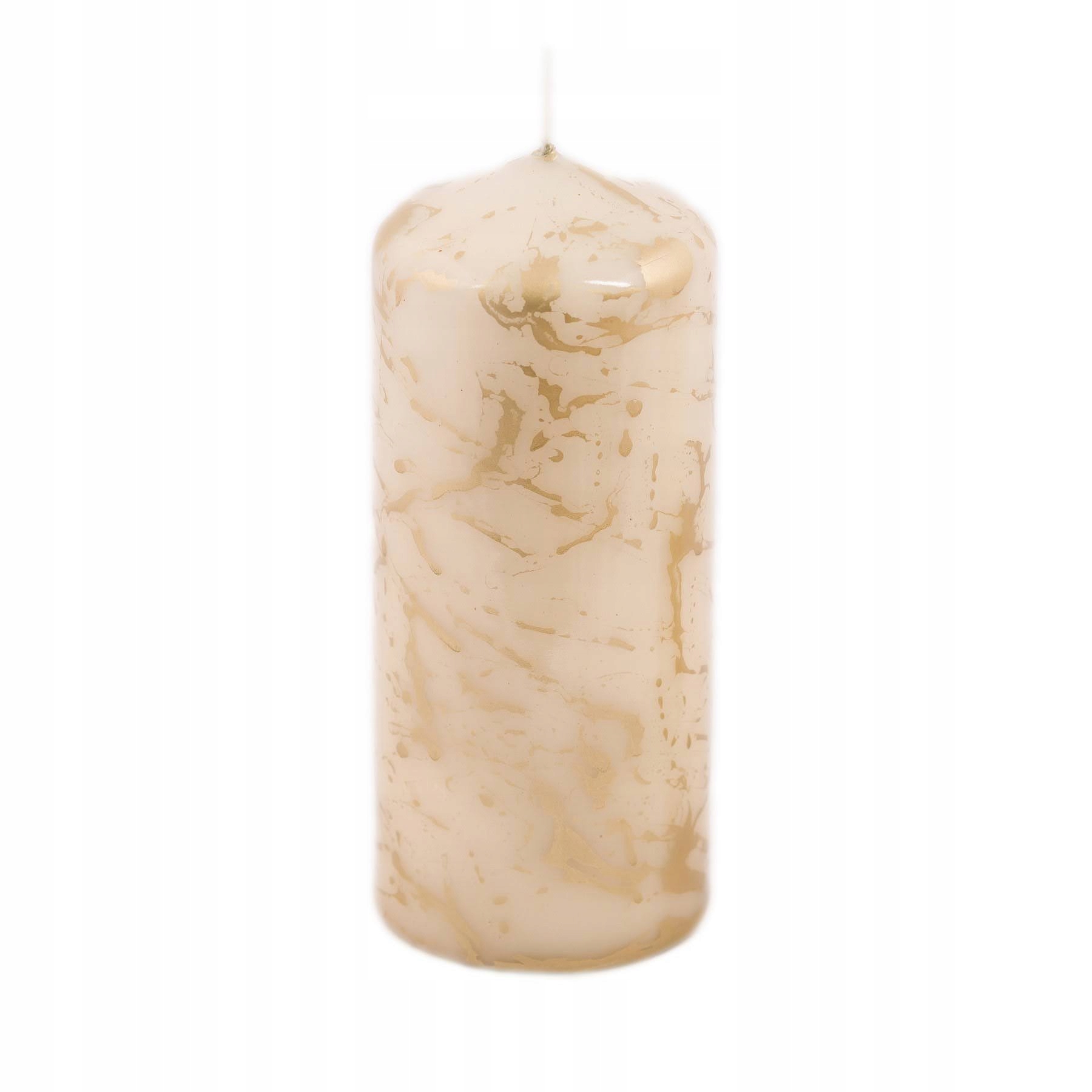 

Dekoracyjna świeca kremowo-złoty słupek 16cm