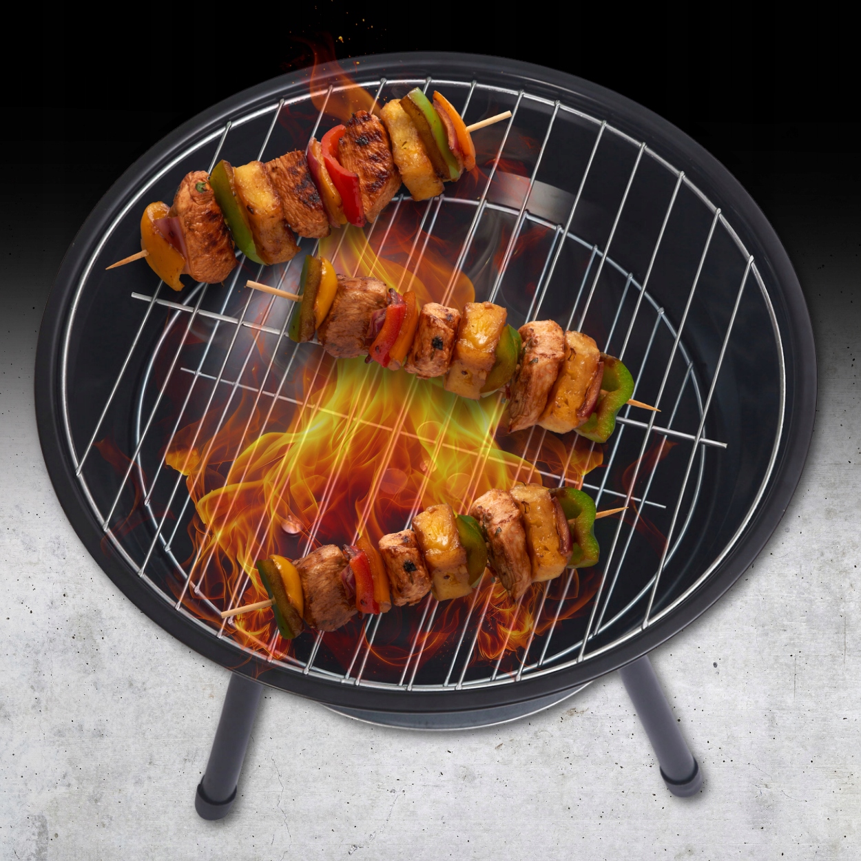 GRILL OGRODOWY WĘGLOWY STOJĄCY NA WĘGIEL 48cm NA KÓŁKACH PRZENOŚNY DO OGROD Cechy dodatkowe kółka pokrywa półka system regulacji temperatury wędzarnia