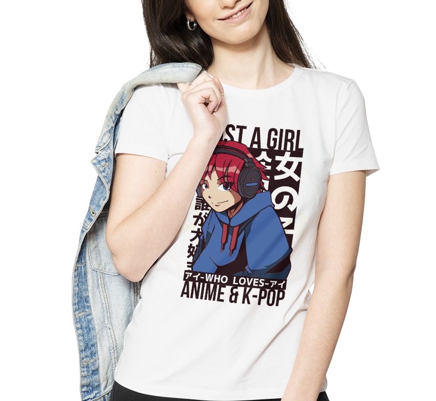 

Dziewczyna, która kocha K-pop i Anime koszulka Xs