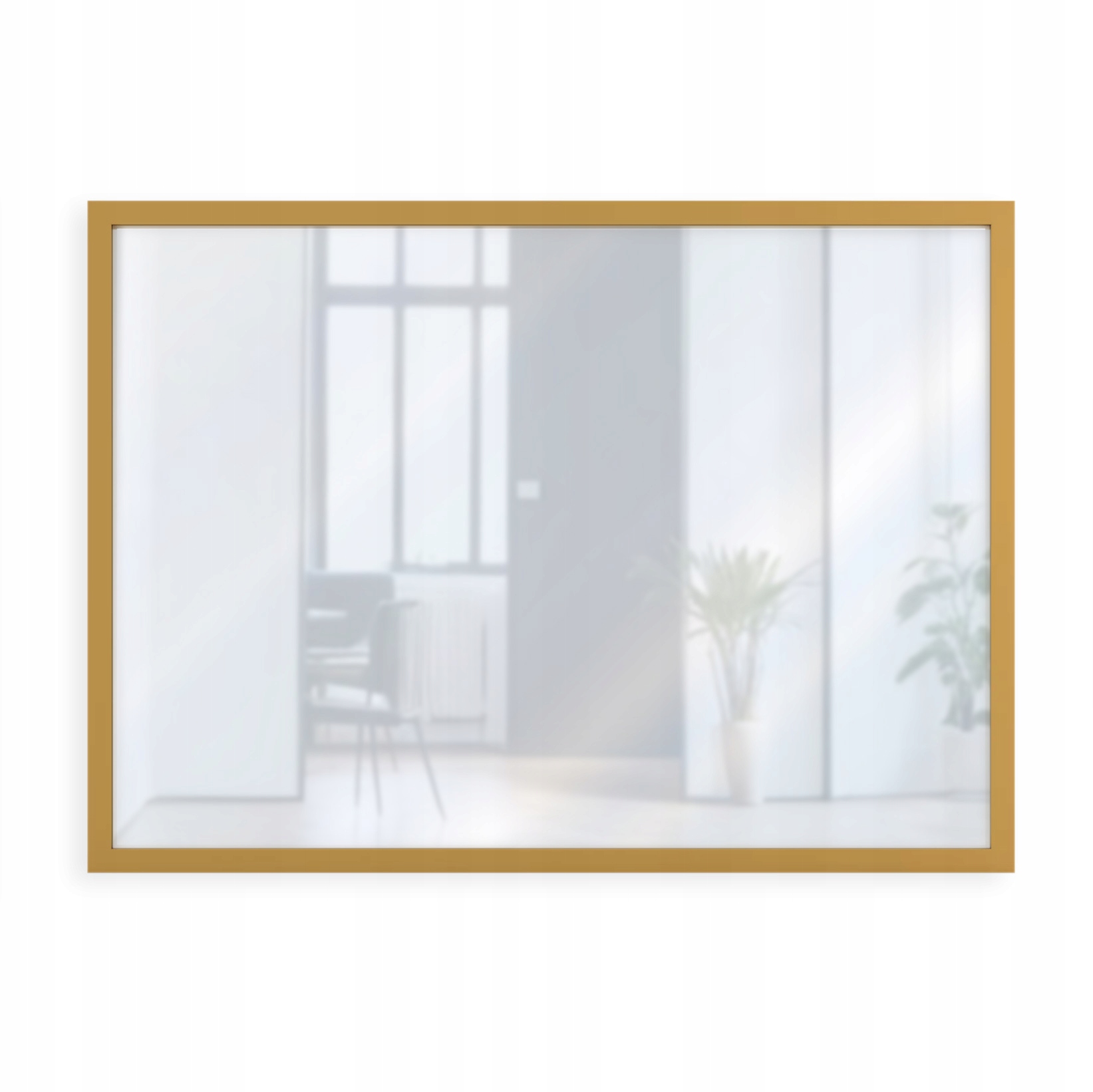 Obdĺžnikové Nástenné Zrkadlo Loft V Zlatom Úzkom Hliníkovom Ráme 60x40 CM