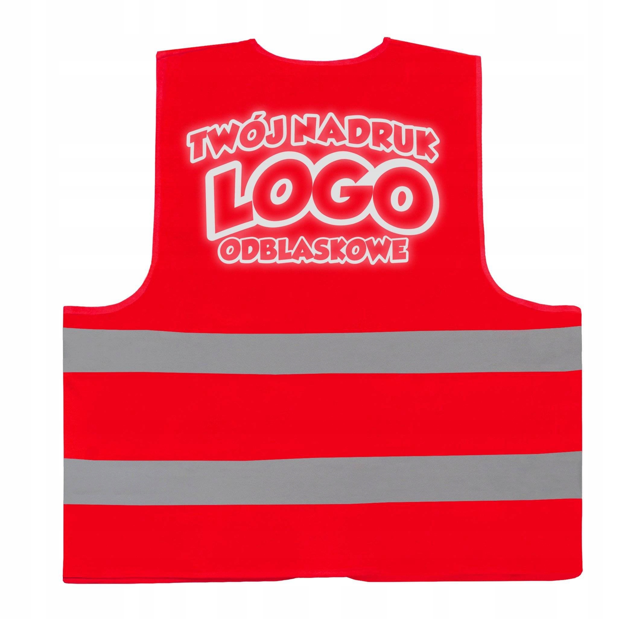 

Czerwona kamizelka ostrzegawcza własny napis Logo