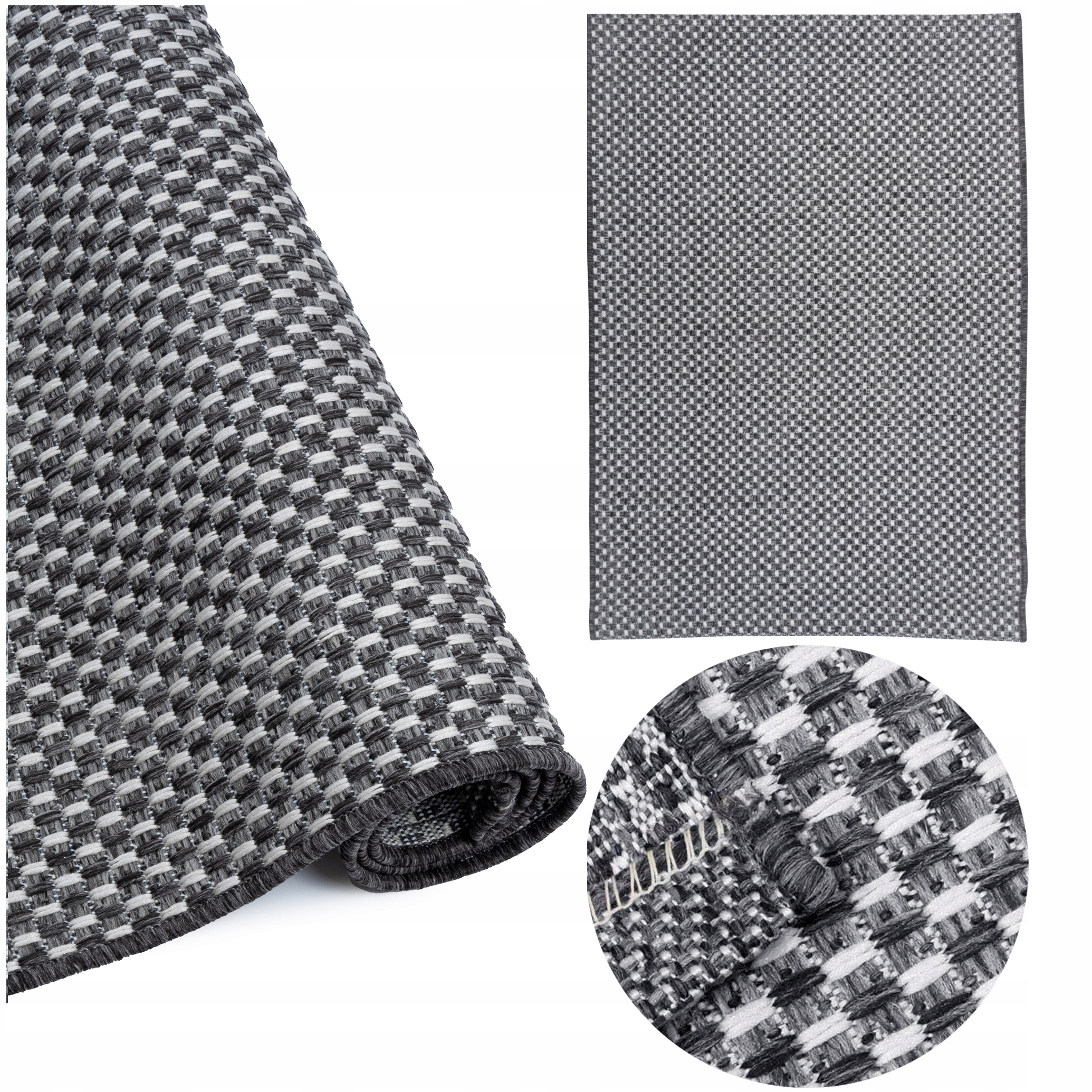 Koberec Plochý tkaný Vnější Velký 120x170 cm Šedý