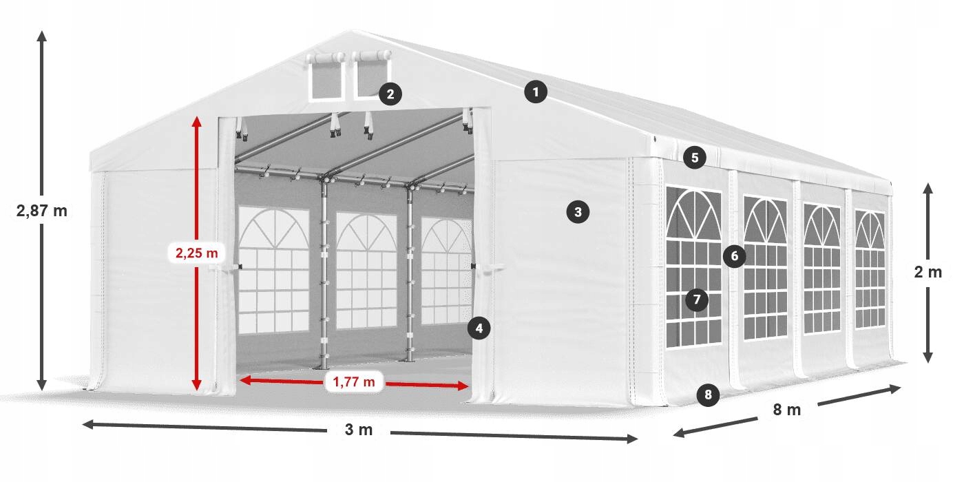 Namiot Handlowy 3x8m Ogrodowy Imprezowy DAS 560 S Producent Das Company