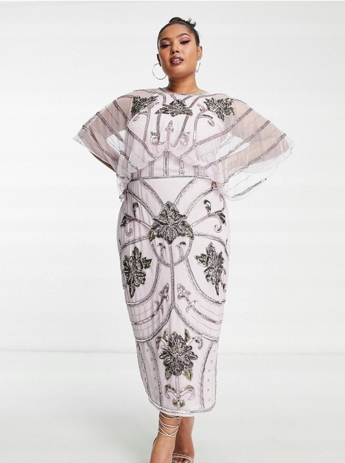 Zdobená Flitrová Šaty Edition Pro Plnoštíhlou Ženu 54 7XL