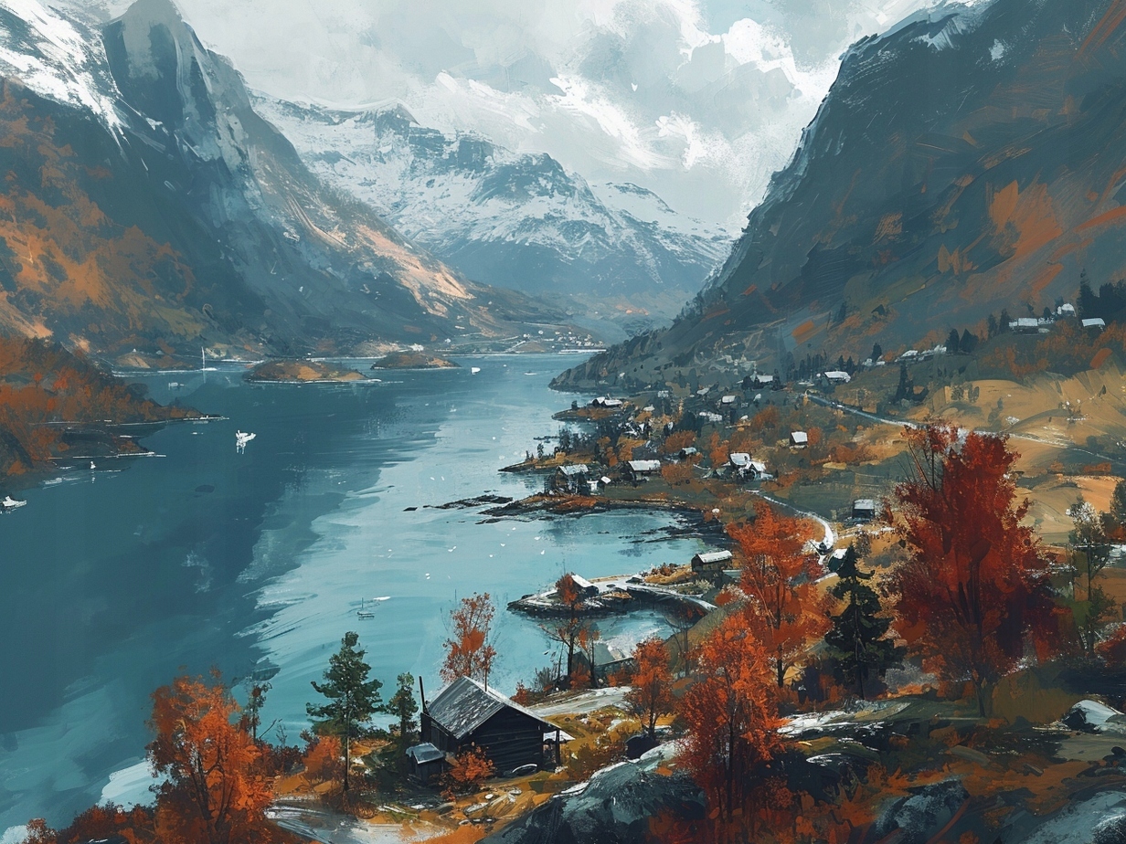 Obraz Na Plátně Canvas Krajina Skandinávie Norsko Fiord Hory Pohled 100x75
