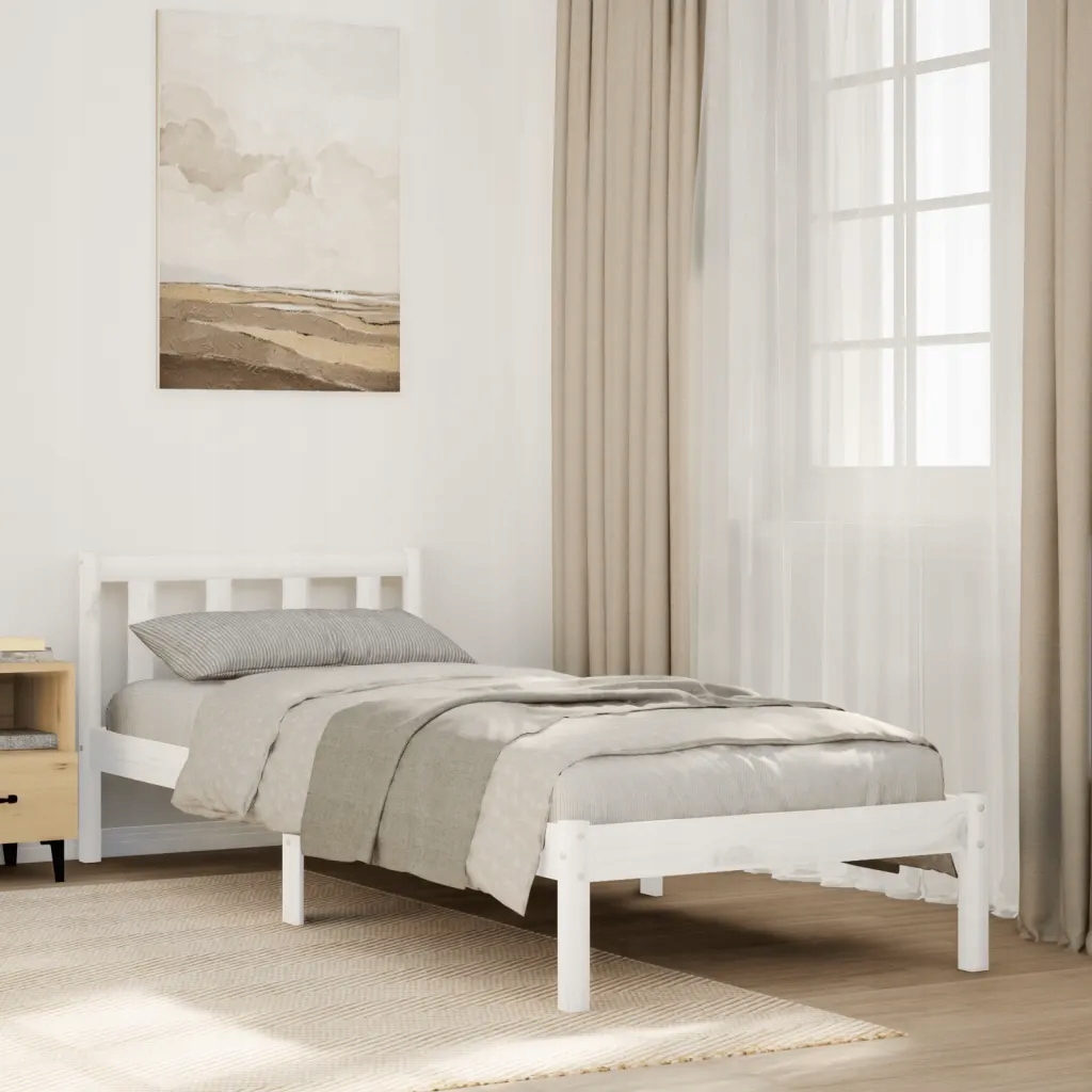 Prodloužený rám postele bez matrace bílý 90 x 220 cm borovice Bílá 852445