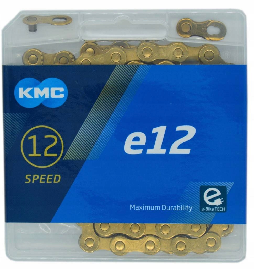 Řetěz na kolo Kmc E12 12rz 130 og Zlatý Ti-N E-bike Box BE12TTI30