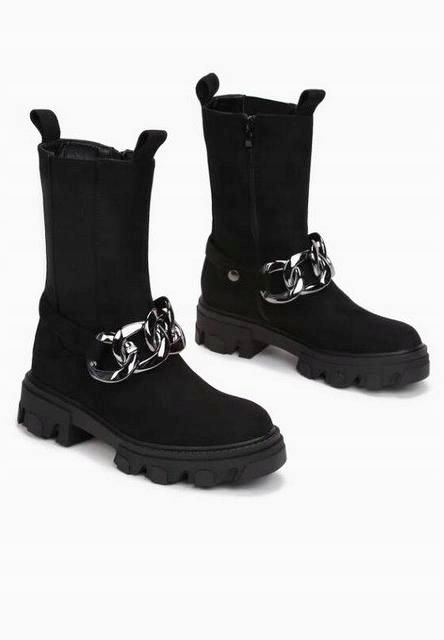 NOWE CZARNE BOTKI BUTY SZTYBLETY TRAPERY 38 Marka inna