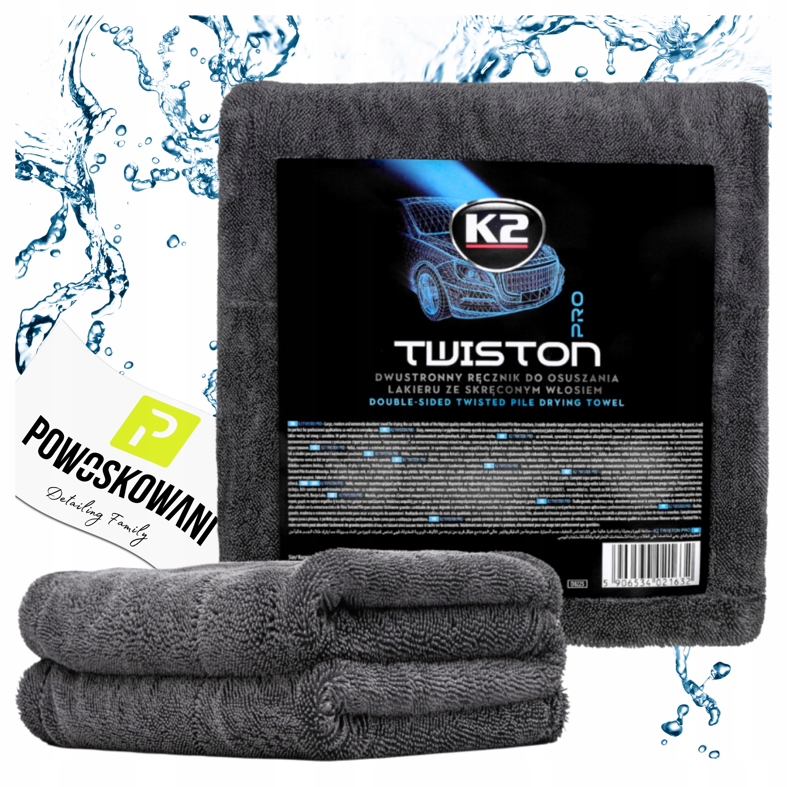 K2 Twiston Pro Mikrofibra Ręcznik Do Osuszania Auta 60x90cm 1200gsm