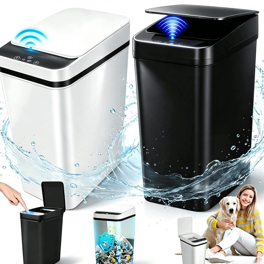 Vodotěsný Odpadkový Koš 12 L Automatický Senzor Pohybu Do Koupelny 2 Ks
