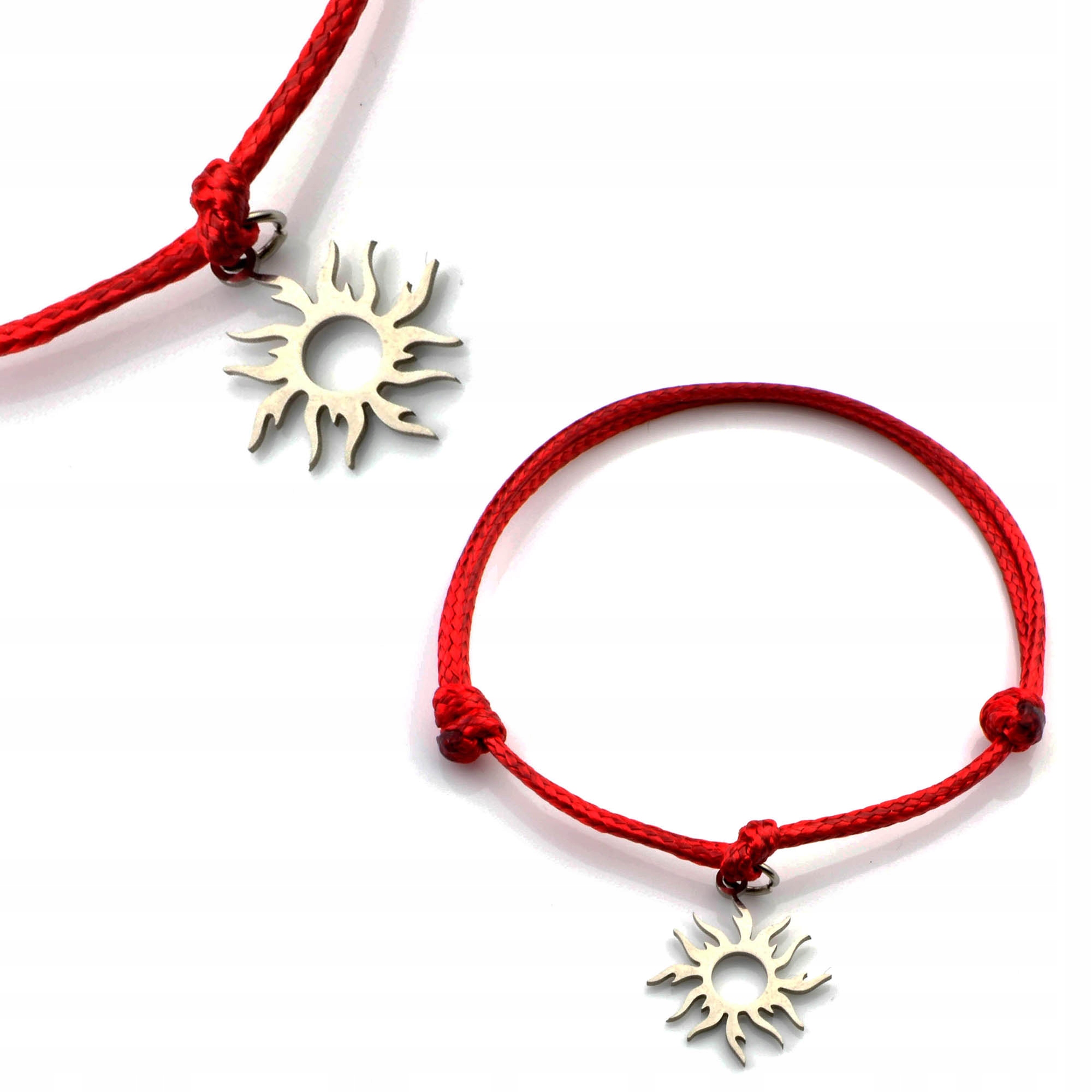 

Bransoletka Srebrna Słońce Sznurek Stal Nierdzewna