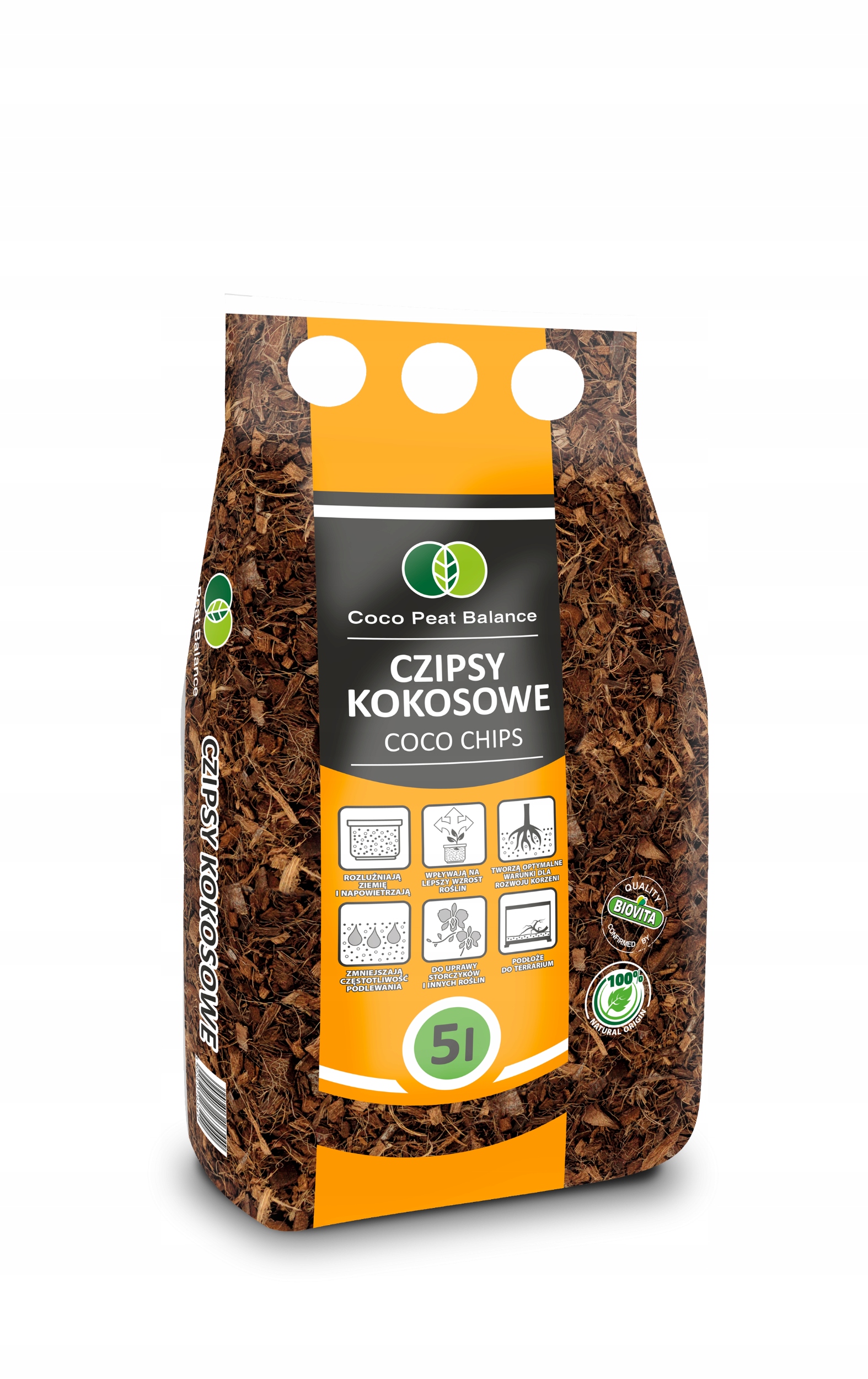 BIOVITA COCO CHIPS CHIPSY KOKOSOWE 5L PODŁOŻE ZRĘBKI WŁÓKNO ROZLUŹNIONE