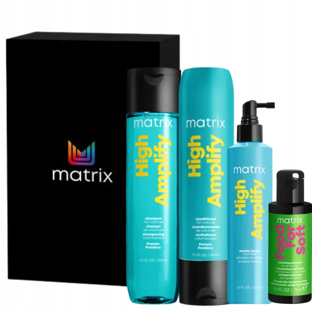Nadaj Objętość Cienkim Włosom Matrix High Amplify Szampon Odżywka Spray