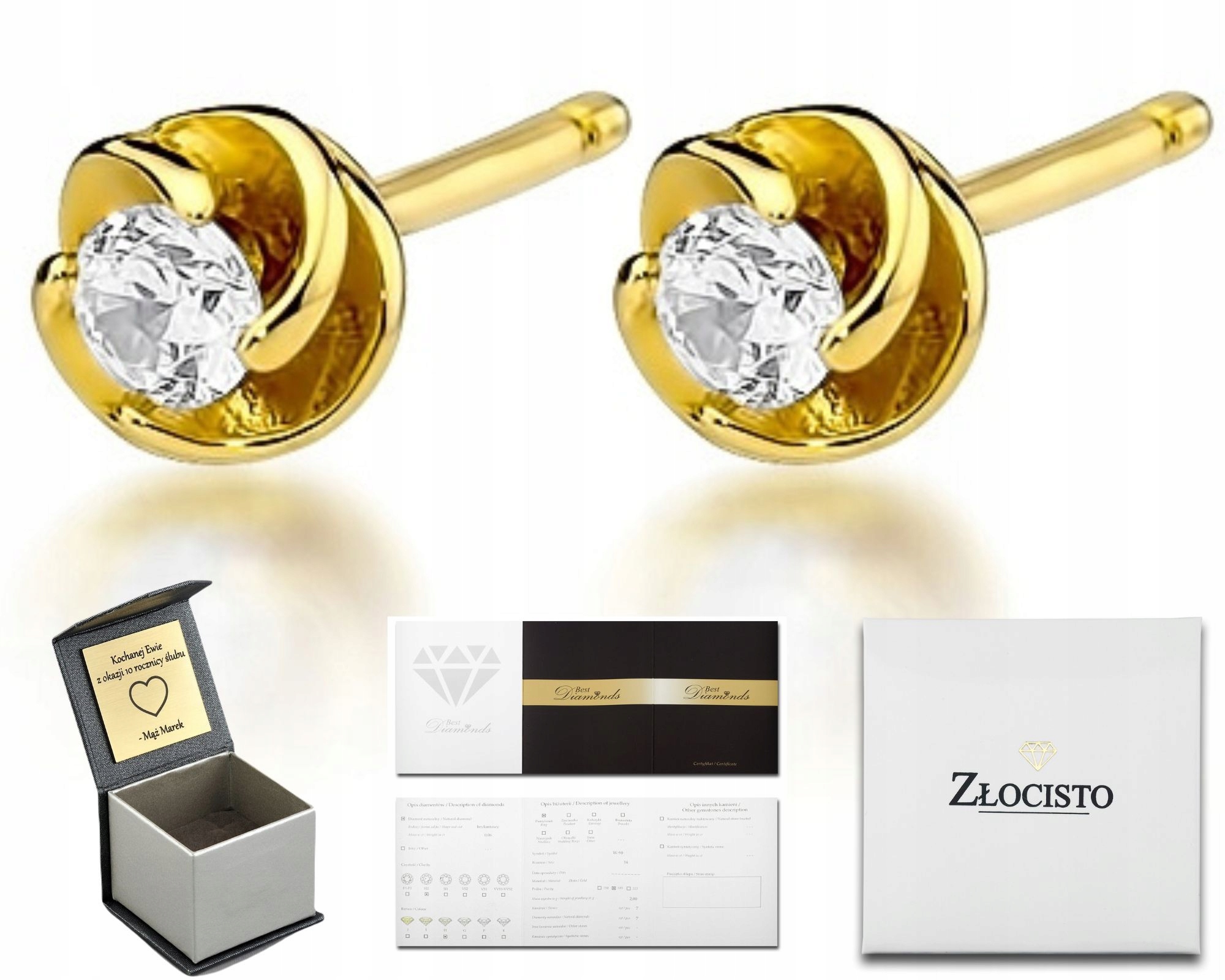 Zlaté Náušnice S Brilianty 0,16 Ct Šroubovací Tyčinky