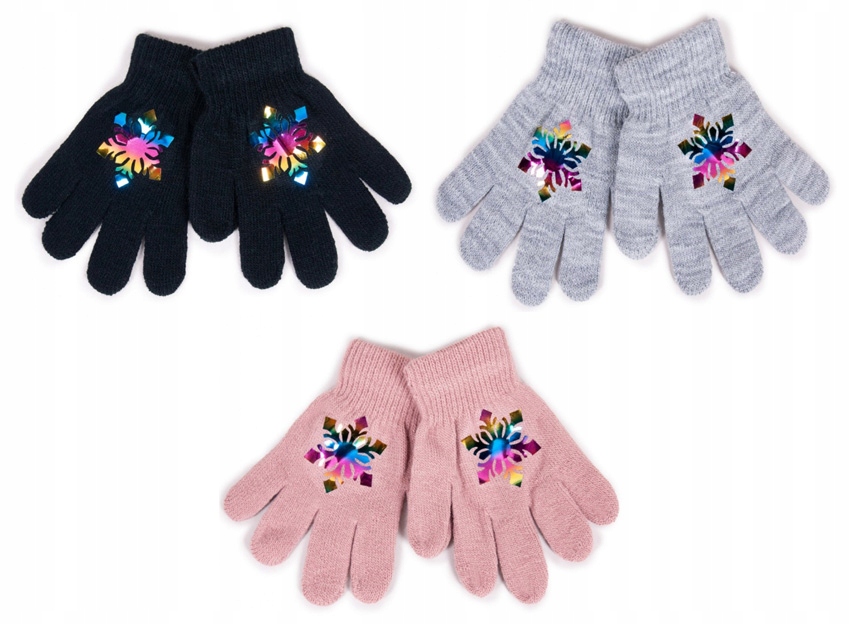 

3 x Rękawiczki 5-palcowe z hologramem 18cm 140 146