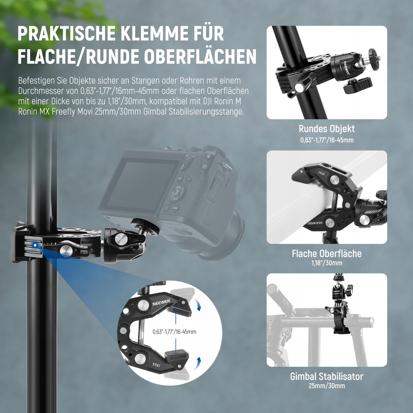 NEEWER Superklemme Z Kulą Uchwyt Na Telefon I Kamerę GoPro DJI iPhone 15 — miniatura 2