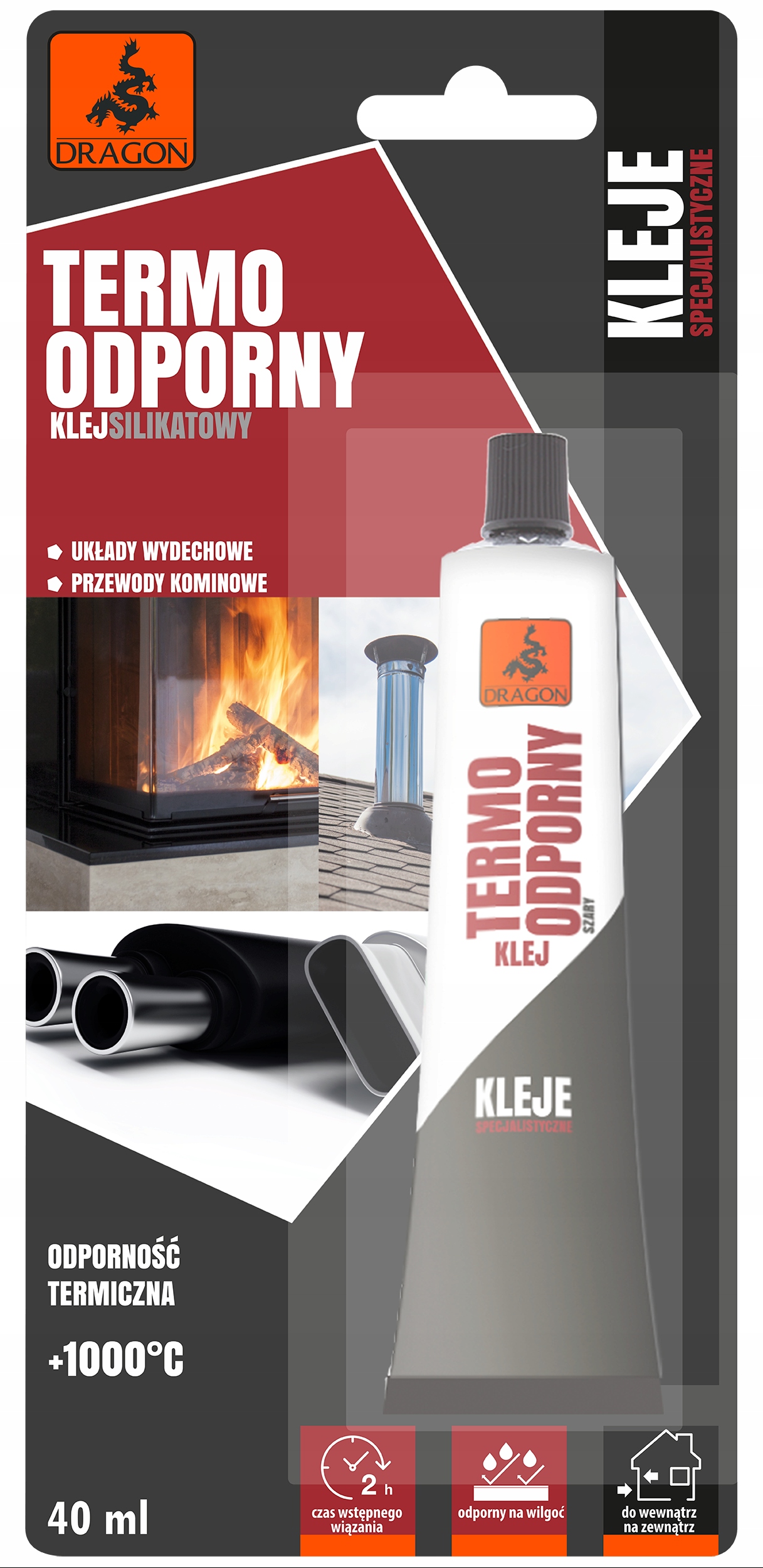 DRAGON KLEJ TERMOODPORNY +1000C SZARA PASTA 40 ML