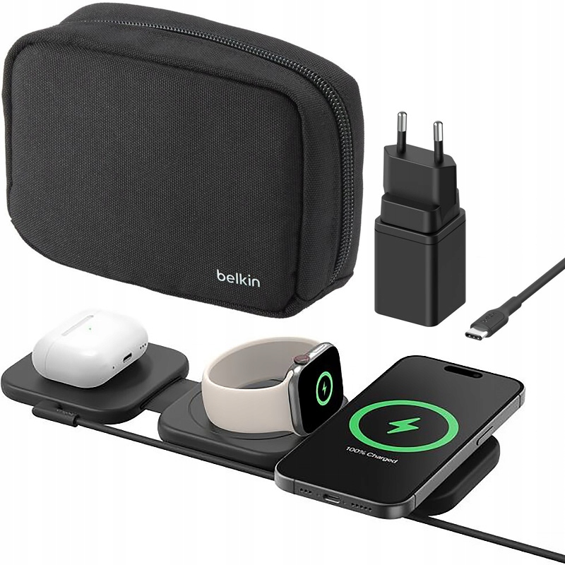 Indukčná nabíjačka MagSafe pre iPhone Apple Watch AirPods, Belkin Qi2
