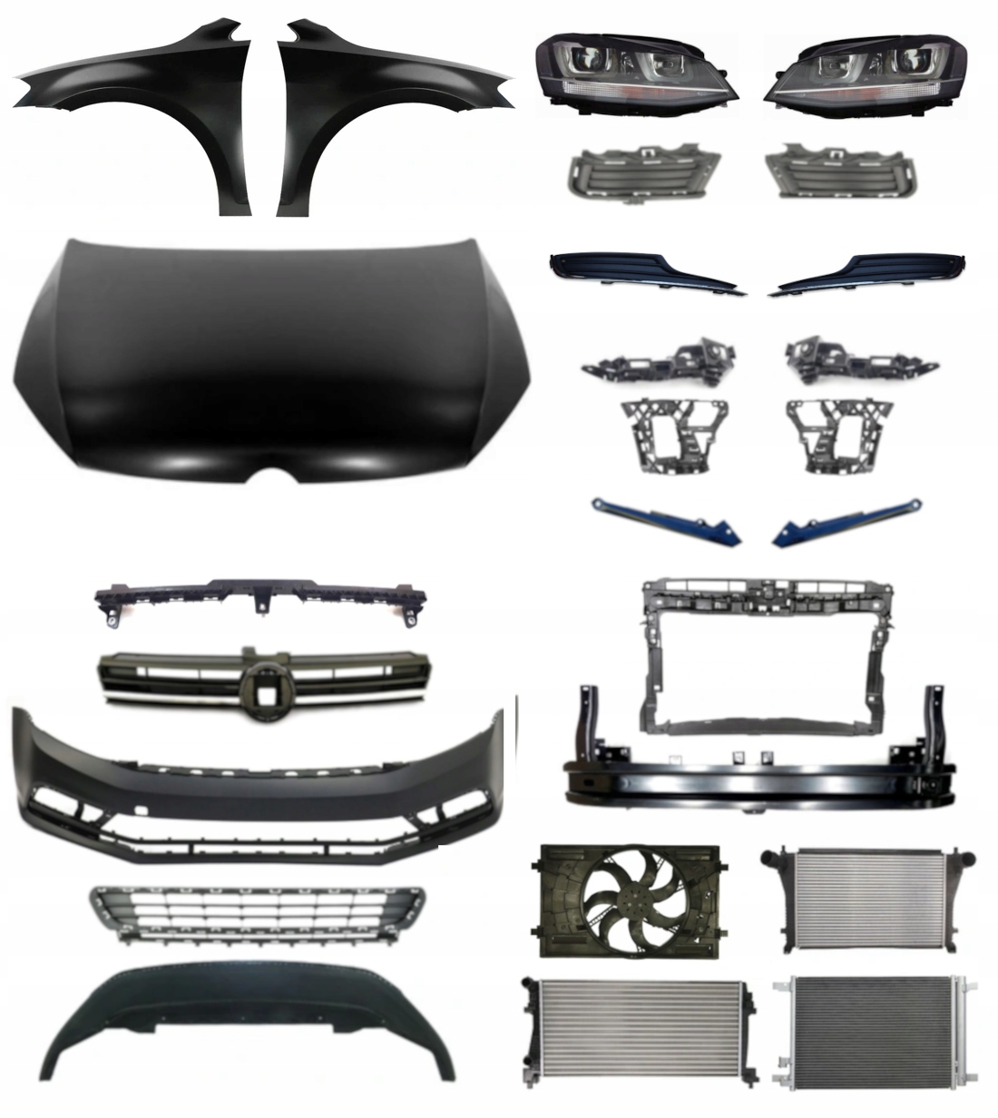 Volkswagen Golf VII 12-16 Zderzak Pas Maska ZESTAW CZĘŚCI